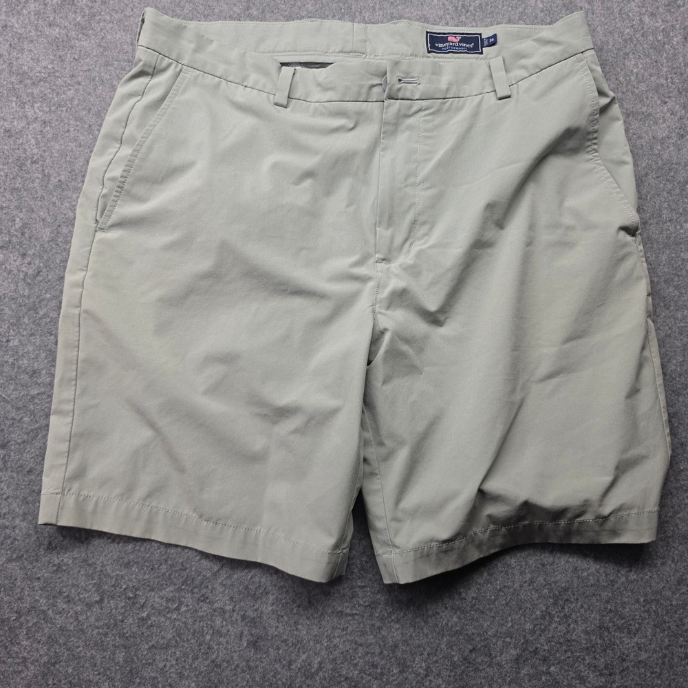 Vineyard Vines Performance Shorts Mens 36 Sage Green Grey Technical 9" Inseam
